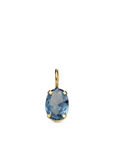 18K COLGANTE ORO AMARILLO OVAL PIEDRA COLOR AGUAMARINA 7 X 5 MM.