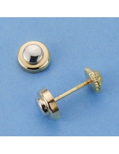 18K PENDIENTES ORO BICOLOR REDONDOS. 6 MM.