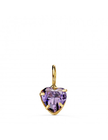 18K COLGANTE ORO AMARILLO CORAZON PIEDRA COLOR AMATISTA 5 X 5 MM.