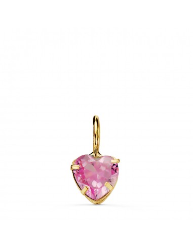 18K COLGANTE ORO AMARILLO CORAZON PIEDRA ROSA 5 X 5 MM.