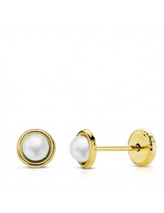 18K PENDIENTES PERLA. 4 MM.