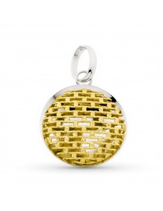 18K COLGANTE ORO BICOLOR REDONDO MALLA