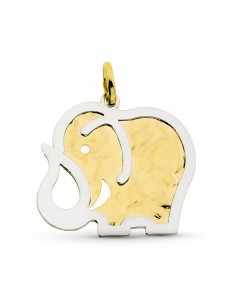 18K COLGANTE ORO BICOLOR ELEFANTE 34 X 36 MM