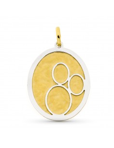 18K COLGANTE ORO BICOLOR OVAL CON CIRCULOS