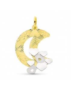 18K COLGANTE ORO BICOLOR LUNA Y CORAZONES