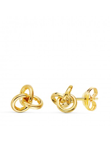 18K PENDIENTES ORO AMARILLO TRES AROS LISOS. CIERRE PRESION 7 X 6 MM