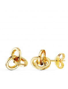 18K PENDIENTES ORO AMARILLO TRES AROS LISOS. CIERRE PRESION 8 X 7 MM