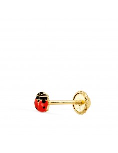 18K PIERCING OREJA ORO AMARILLO MINI MARIQUITA ESMALTADA 3 5X3 MM