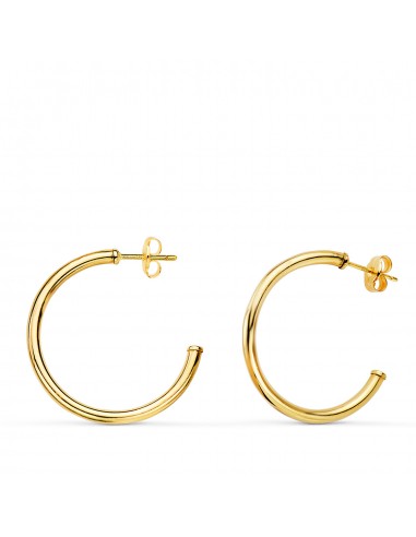 18K AROS ORO AMARILLO ABIERTOS TUBO REDONDO 25 X 2MM. CIERRE PRESION