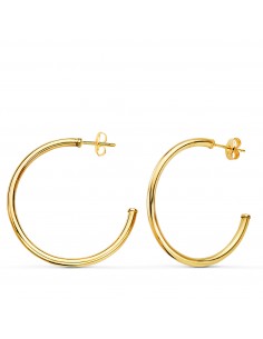 18K AROS ORO AMARILLO ABIERTOS TUBO REDONDO 30 X 2MM. CIERRE PRESION