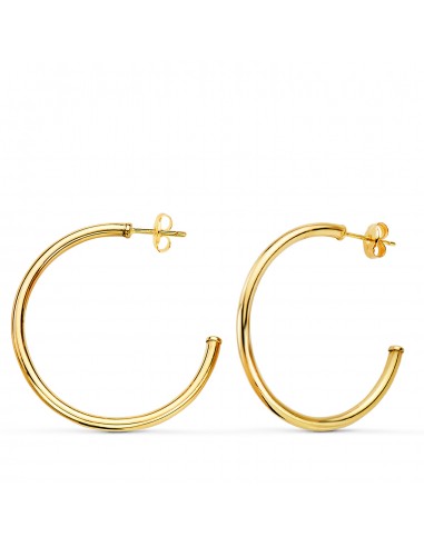 18K AROS ORO AMARILLO ABIERTOS TUBO REDONDO 30 X 2MM. CIERRE PRESION