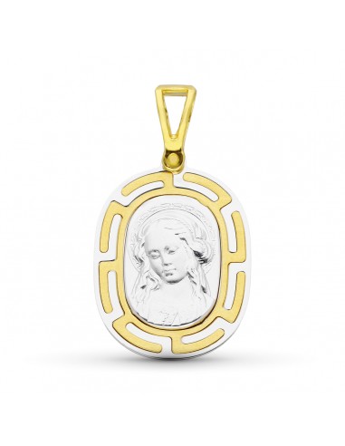 18K MEDALLA ORO BICOLOR VIRGEN NIÑA. 22 X 16 MM.