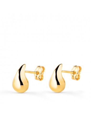 18K PENDIENTES ORO AMARILLO GOTA LISA BRILLO HUECA 10 X 6 MM. CIERRE PRESION