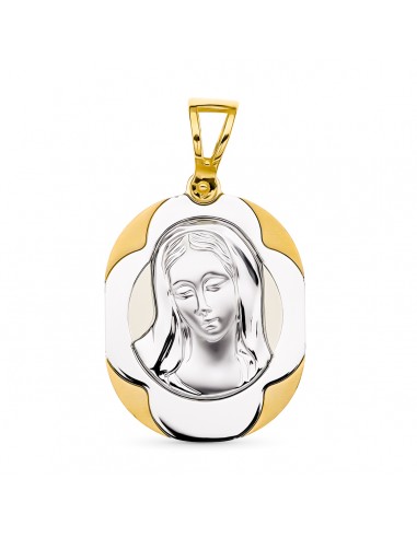 18K MEDALLA ORO BICOLOR VIRGEN NIÑA. 24 X 17 MM.