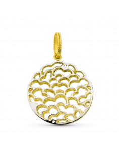 18K COLGANTE ORO BICOLOR CIRCULO CALADO. 24 MM