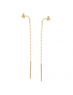 18K PENDIENTES ORO AMARILLO CON TRES CIRCONITA 3X3MM Y CADENA. LARGO: 56MM CIERRE PRESION