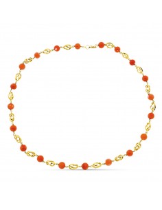 18K COLLAR ORO AMARILLO JAULA CORAL FINO JAPONES 8 MM. 50 CM.