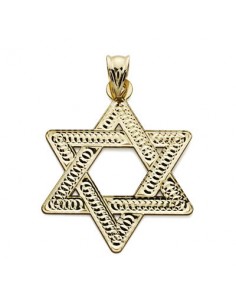 18K COLGANTE ESTRELLA DE DAVID 35 X27 MM TALLADA