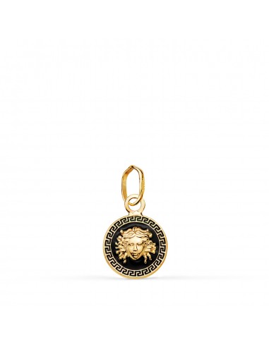 18K MEDALLA ORO AMARILLO MEDUSA GRECA CON ESMALTE NEGRO. 10 MM