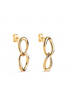 18K PENDIENTES ORO AMARILLO DOS ESLABONES EN BRILLO. MEDIDA: 19 X 7 MM. CIERRE PRESION
