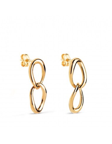 18K PENDIENTES ORO AMARILLO DOS ESLABONES EN BRILLO. MEDIDA: 19 X 7 MM. CIERRE PRESION