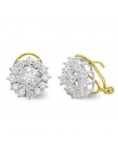 18K PENDIENTES ORO BICOLOR CUAJO CIRCONITAS. 11 X 11 MM