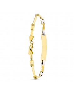 18K ESCLAVA ORO BICOLOR MATE Y BRILLO.18 CM.