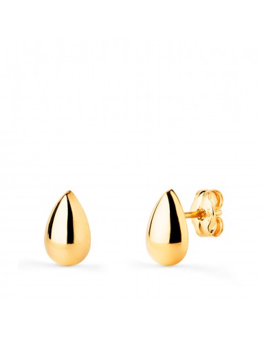 18K PENDIENTES ORO AMARILLO GOTA LISA BRILLO HUECA 8 X 5 5 MM. CIERRE PRESION