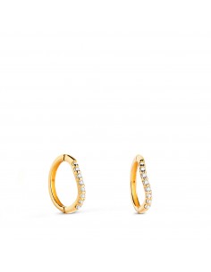 18K AROS ORO AMARILLO ONDA CON CIRCONITAS. MEDIDA: 10 X 1 MM. CIERRE DE CLIP
