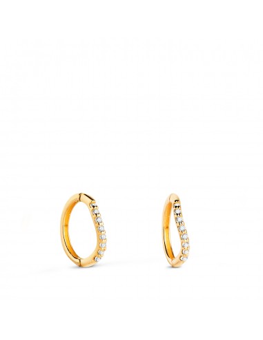 18K AROS ORO AMARILLO ONDA CON CIRCONITAS. MEDIDA: 10 X 1 MM. CIERRE DE CLIP