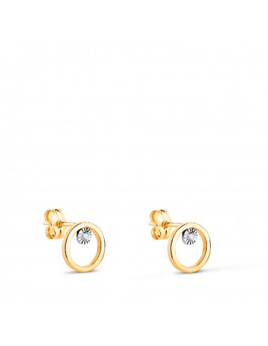 18K PENDIENTES ORO BICOLOR REDONDOS CON CIRCONITAS. MEDIDA: 8 MM. CIERRE PRESION