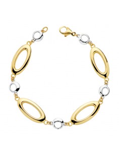 18K PULSERA HUECA BICOLOR 19 CM
