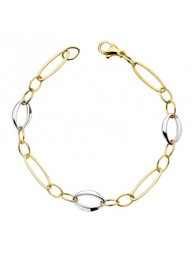 18K PULSERA HUECA BICOLOR 19 CM