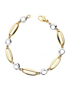 18K PULSERA HUECA BICOLOR 19 CM