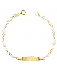 18K ESCLAVA COMUNION PERLAS 17 CM