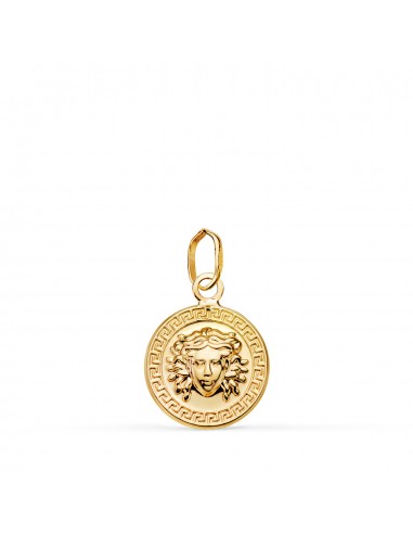 18K MEDALLA ORO AMARILLO MEDUSA GRECA EN BRILLO. MEDIDA: 12 MM