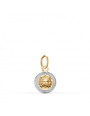 18K MEDALLA ORO BICOLOR MEDUSA GRECA EN BRILLO. MEDIDA: 10 MM