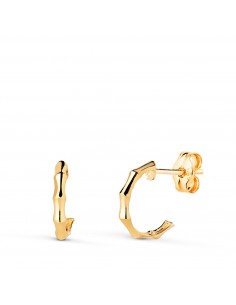 18K PENDIENTES ORO AMARILLO MEDIO ARO BAMBU. MEDIDA: 11X2 MM. CIERRE PRESION