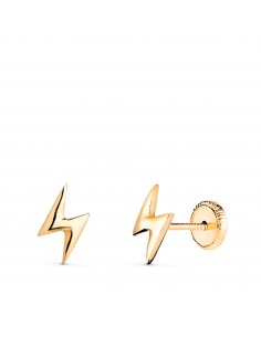 18K PENDIENTES ORO AMARILLO RAYO EN BRILLO. MEDIDA: 8X4 MM. CIERRE TUERCA