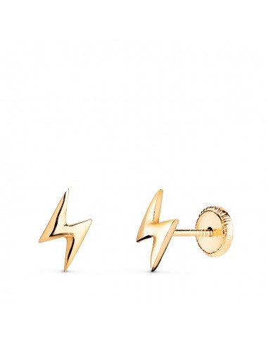 18K PENDIENTES ORO AMARILLO RAYO EN BRILLO. MEDIDA: 8X4 MM. CIERRE TUERCA