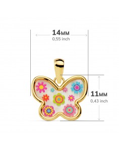 18K COLGANTE MARIPOSA NÁCAR COLORES. 14 X 11 MM. 2