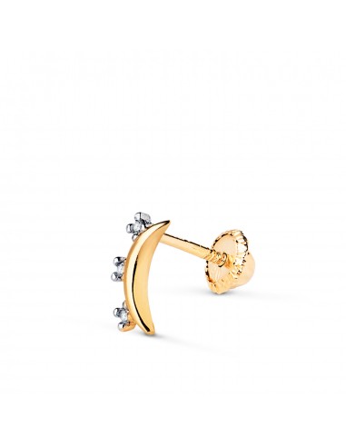 18K PIERCING ORO BICOLOR LUNA CON CIRCONITAS. MEDIDA: 8X4 MM. CIERRE TUERCA