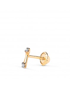 18K PIERCING ORO BICOLOR BARRA CON CIRCONITAS. MEDIDA: 6X2 MM. CIERRE TUERCA