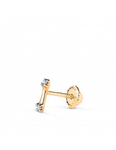 18K PIERCING ORO BICOLOR BARRA CON CIRCONITAS. MEDIDA: 6X2 MM. CIERRE TUERCA