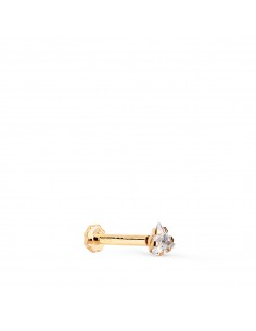 18K PIERCING DE OREJA ORO AMARILLO CIRCONITA TRIANGULO 3 5 X 3 5 MM. GRUESO BARRA 1.20 MM. CIERRE TUERCA