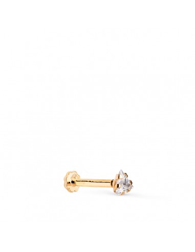 18K PIERCING DE OREJA ORO AMARILLO CIRCONITA TRIANGULO 3 5 X 3 5 MM. GRUESO BARRA 1.20 MM. CIERRE TUERCA