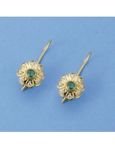 18K PENDIENTES FLOR CIRCONITAS. 19 X 8 MM.