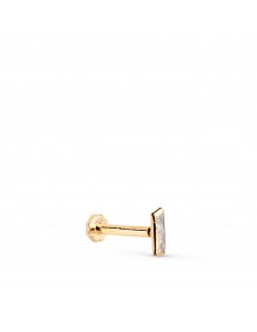 18K PIERCING DE OREJA ORO AMARILLO BARRITA CON CIRCONITAS 5X2 MM. GRUESO BARRA 1.20 MM. CIERRE TUERCA