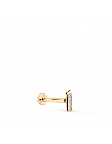 18K PIERCING DE OREJA ORO AMARILLO BARRITA CON CIRCONITAS 5X2 MM. GRUESO BARRA 1.20 MM. CIERRE TUERCA