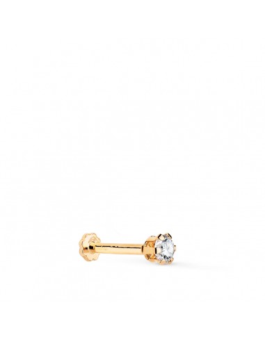 18K PIERCING DE OREJA ORO AMARILLO CIRCONITA CON GARRAS 3 5 MM. GRUESO BARRA 1.20 MM. CIERRE TUERCA